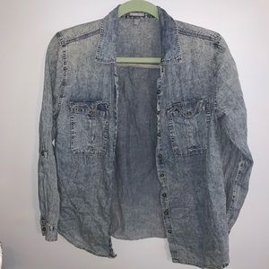Acid wash denim shirt button down